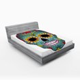 thumbnail image 1 of Ambesonne Sugar Skull Fitted Sheet, Folk Art Featured, Full Size, Multicolor, 1 of 2