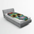 thumbnail image 1 of Ambesonne Sugar Skull Fitted Sheet, Folk Art Featured, Twin Size, Multicolor, 1 of 2