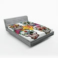 thumbnail image 1 of Ambesonne Sugar Skull Fitted Sheet, Rich Colors Ornate, Full Size, Multicolor, 1 of 2