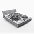 thumbnail image 1 of Ambesonne Sugar Skull Fitted Sheet, Roses Diamond Shape, Full Size, Grey White, 1 of 3