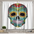 thumbnail image 1 of Ambesonne Sugar Skull Kitchen Curtains, Folk Art Featured, 55"x39", Multicolor, 1 of 3