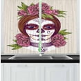 thumbnail image 1 of Ambesonne Sugar Skull Kitchen Curtains, Girl with Makeup, 55"x39", Multicolor, 1 of 2