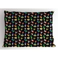 thumbnail image 1 of Ambesonne Sugar Skull Pillow Sham, Funny Skulls Stars, 26" X 20", Black and Multicolor, 1 of 2