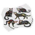 thumbnail image 1 of Ambesonne Sugar Skull Place Mats Set of 4, Ornate Black Cats, Standard Size, Multicolor, 1 of 6