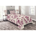 thumbnail image 1 of Ambesonne Sugar Skull Quilted Bedspread Set 2 Pcs, Maroon Motif Flowers, Twin Size, Fuchsia Cream, 1 of 3