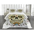 thumbnail image 1 of Ambesonne Sugar Skull Quilted Bedspread Set 3 Pcs, Calavera Featured, Queen Size, Multicolor, 1 of 5