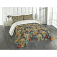 thumbnail image 1 of Ambesonne Sugar Skull Quilted Bedspread Set 3 Pcs, Diamond Eyes Roses, Queen Size, Multicolor, 1 of 5