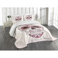 thumbnail image 1 of Ambesonne Sugar Skull Quilted Bedspread Set 3 Pcs, Mexican Ornaments, Queen Size, Pink Pale Pink White, 1 of 5