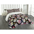 thumbnail image 1 of Ambesonne Sugar Skull Quilted Bedspread Set 3 Pcs, Mexico Themed Design, Queen Size, Multicolor, 1 of 5