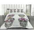 thumbnail image 1 of Ambesonne Sugar Skull Quilted Coverlet 3 Pcs, Colorful Mexican, King Size, Multicolor, 1 of 4