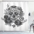 thumbnail image 1 of Ambesonne Sugar Skull Shower Curtain, Roses Diamond Shape, 69"Wx70"L, Grey White, 1 of 3
