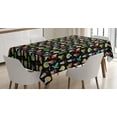 thumbnail image 1 of Ambesonne Sugar Skull Tablecloth Rectangular Table Cover, Funny Skulls Stars, 60"x90", Black and Multicolor, 1 of 4