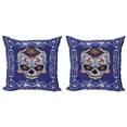 thumbnail image 1 of Ambesonne Sugar Skull Throw Pillow Cover 2 Pack, Scary Floral Gothic, 20", Multicolor, 1 of 2