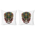 thumbnail image 1 of Ambesonne Sugar Skull Throw Pillow Cover 2 Pack, Wild Spring Blooms, 16", Multicolor, 1 of 5