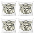 thumbnail image 1 of Ambesonne Sugar Skull Throw Pillow Cover 4 Pack, Calavera Diamond, 18", Cream Grey Black, 1 of 5