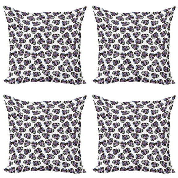 Ambesonne Sugar Skull Throw Pillow Cover 4 Pack, Calavera Skulls, 18", Pale Blue Violet