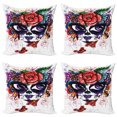 thumbnail image 1 of Ambesonne Sugar Skull Throw Pillow Cover 4 Pack, Floral Big Eyes, 20", Multicolor, 1 of 5