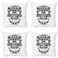 thumbnail image 1 of Ambesonne Sugar Skull Throw Pillow Cover 4 Pack, Latin Tradition Art, 18", White and Black, 1 of 7