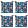 thumbnail image 1 of Ambesonne Sugar Skull Throw Pillow Cover 4 Pack, Mexican Retro Dots, 16", Multicolor, 1 of 2