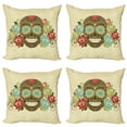 thumbnail image 1 of Ambesonne Sugar Skull Throw Pillow Cover 4 Pack, Vintage Gothic Face, 20", Multicolor, 1 of 5