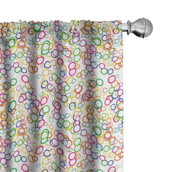 Ambesonne Summer Window Curtains, Colored Geometric Circle, Each 28" W x 95" L, Lavender Salmon