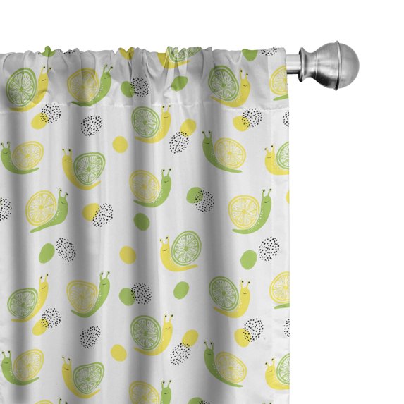 Ambesonne Summer Window Curtains, Lemon Slices Fresh Citrus, Each 28" W x 84" L, Lime Green Yellow White