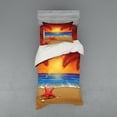 thumbnail image 1 of Ambesonne Summer Bedding Set 3 Pcs, Cartoon Ocean Beach Palm, Twin XL, Red Yellow Blue, 1 of 2