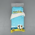 thumbnail image 1 of Ambesonne Summer Bedding Set 3 Pcs, Coastline Clouds Scenery, Twin, Aqua Navy Yellow, 1 of 2