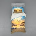 thumbnail image 1 of Ambesonne Summer Bedding Set 3 Pcs, Sandy Beach with Sunrise, Twin, Tan Blue, 1 of 3