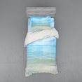 thumbnail image 1 of Ambesonne Summer Bedding Set 3 Pcs, Sea Horizon Shore Beach, Twin XL, Blue Cream, 1 of 2