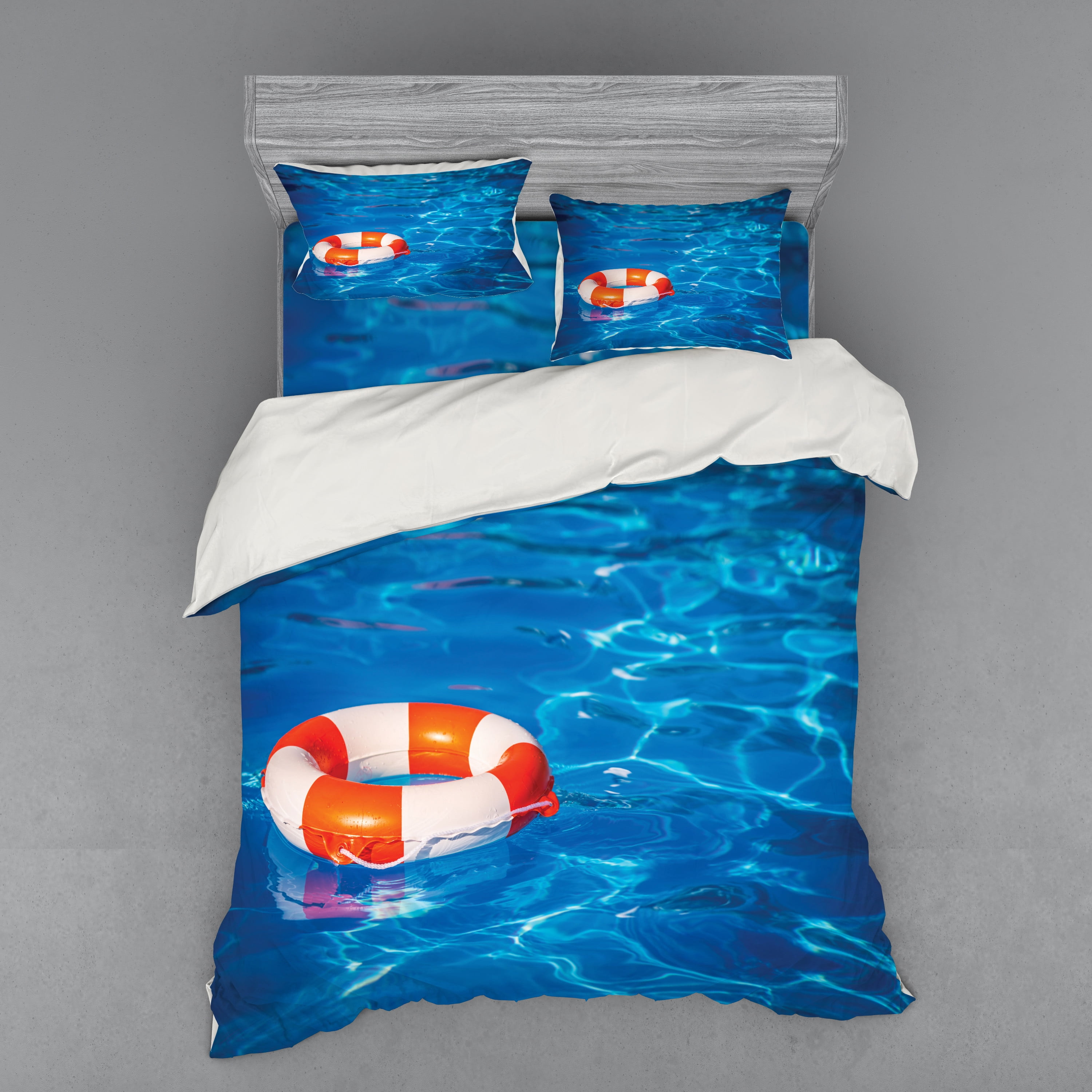Ambesonne Summer Bedding Set 4 Pcs, Clear Swimming Pool, Queen, Blue — free download