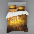 thumbnail image 1 of Ambesonne Summer Bedding Set 4 Pcs, Flowers Riding Waves, Queen, Brown Yellow Orange, 1 of 2