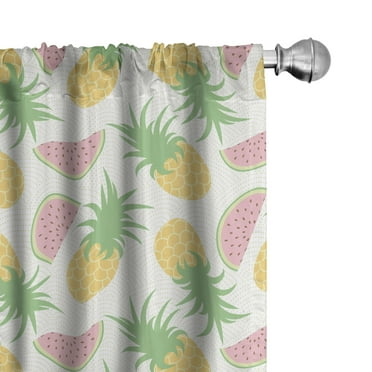 Ambesonne Summer Curtains, Watermelon and Dots, Pair of 28"x84", Apple Green Yellow