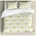 thumbnail image 1 of Ambesonne Summer Duvet Cover Sets, Leafy Lemon Fruit Pair Motif, 2-Queen, Eggshell Mustard and Green, 1 of 7