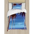 thumbnail image 1 of Ambesonne Summer Duvet Cover Sets, Ocean Palms Warm Beach, 2-Twin, Navy Cream Green, 1 of 4