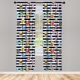 thumbnail image 1 of Ambesonne Summer Emoji Curtains, Faces Fruits Trees, Pair of 28"x84", Dark Sky Blue and White, 1 of 2