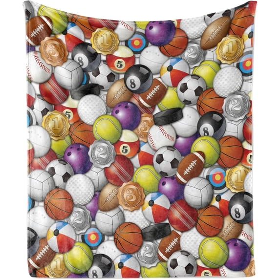 Ambesonne Summer Emoji Throw Blanket, Ice Cream and Watermelon Pattern with Sun Ornaments on Striped Back, Flannel Fleece Accent Piece Soft Couch Cover for Adults, , Lime Green Mustard