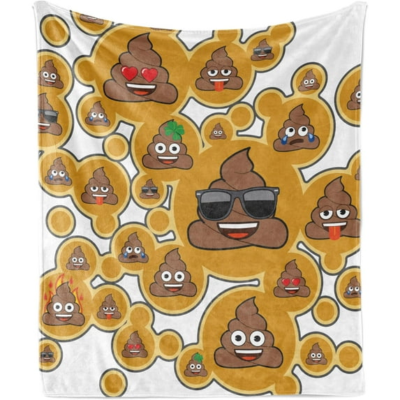 Ambesonne Summer Emoji Throw Blanket, Ice Cream and Watermelon Pattern with Sun Ornaments on Striped Back, Flannel Fleece Accent Piece Soft Couch Cover for Adults, , Lime Green Mustard