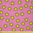 thumbnail image 1 of Ambesonne Summer Fabric by the Yard Microfiber, Oversimplified Sun Square, 3 Yards, Pink Soft Pink Yellow, 1 of 2