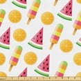 thumbnail image 1 of Ambesonne Summer Fabric by the Yard Upholstery, Ice Creams Watermelon Citrus, 10 Yards, Pastel Pink Pale Orange, 1 of 5