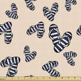thumbnail image 1 of Ambesonne Summer Fabric by the Yard Upholstery, Repetitive Flip Flops Beach, 5 Yards, Pale Peach Indigo and White, 1 of 5