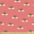 thumbnail image 1 of Ambesonne Summer Fabric by the Yard Upholstery, Repetitive Rainbows Clouds, 10 Yards, Pastel Pink Orange and Blue, 1 of 1