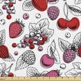 thumbnail image 1 of Ambesonne Summer Fabric by the Yard Upholstery, Strawberry Cherry and Grapes, 2 Yards, Vermilion Pink and White, 1 of 5