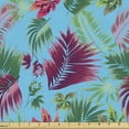 thumbnail image 1 of Ambesonne Summer Fabric by the Yard Upholstery, Tropical Foliage on Blue, 1 Yard, Sky Blue and Multicolor, 1 of 5