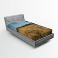 thumbnail image 1 of Ambesonne Summer Fitted Sheet, Field with Mountains, Twin Size, Earth Yellow Coconut, 1 of 2