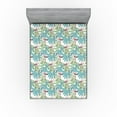thumbnail image 1 of Ambesonne Summer Fitted Sheet, Flamingo Pattern Leafy Aloha, California King, Rose Pale Green Seafoam, 1 of 5