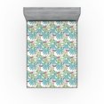 thumbnail image 1 of Ambesonne Summer Fitted Sheet, Flamingo Pattern Leafy Aloha, Queen Size, Rose Pale Green Seafoam, 1 of 5
