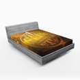 thumbnail image 1 of Ambesonne Summer Fitted Sheet, Flowers Riding Waves, Full Size, Brown Yellow Orange, 1 of 3