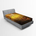 thumbnail image 1 of Ambesonne Summer Fitted Sheet, Flowers Riding Waves, Twin XL Size, Brown Yellow Orange, 1 of 3