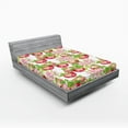 thumbnail image 1 of Ambesonne Summer Fitted Sheet, Nature Apple Tree Flower, Full Size, Red White Green, 1 of 2